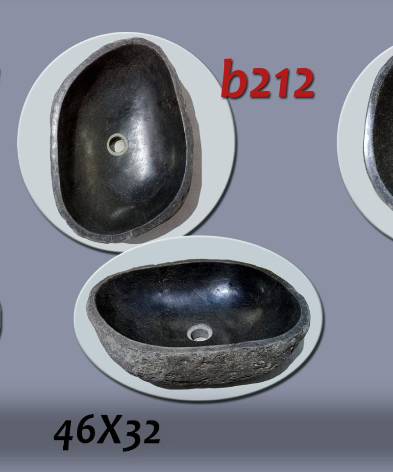 Умивалник от речен камък ръчна изработка, без сифон, РАЗМЕР 46x32см., полирани отвътре и с натуралния си вид отвън